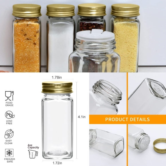 16pcs 4oz Spice Jars with 160 Preprinted Labels & Funnel Empty Glass Bottles - Picture 3 of 8